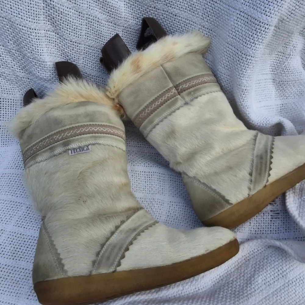 Tecnica vintage after ski calf/ goathair snow boots 6